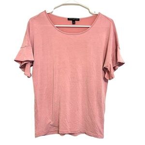 2/$30 Banana Republic - Pink Ruffle Short Sleeve Blouse | XS